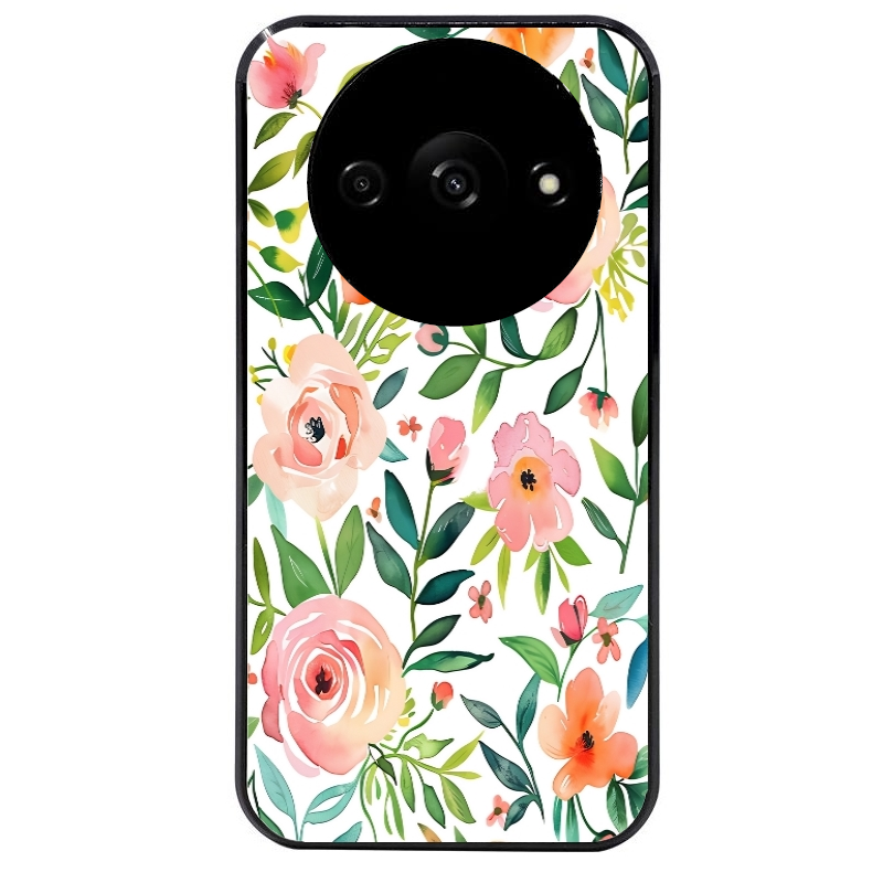 Coque noire taperso pour Redmi A3 avec motif fleur des champs protection antichoc personnalisée
