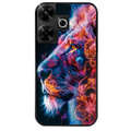 Coque noire taperso pour POCO M6 4G avec motif lion fluo protection antichoc personnalisée