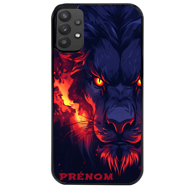 Coque noire taperso pour galaxy A22 A32 A52 A52S 4G 5G  avec motif lion anime protection antichoc personnalisée