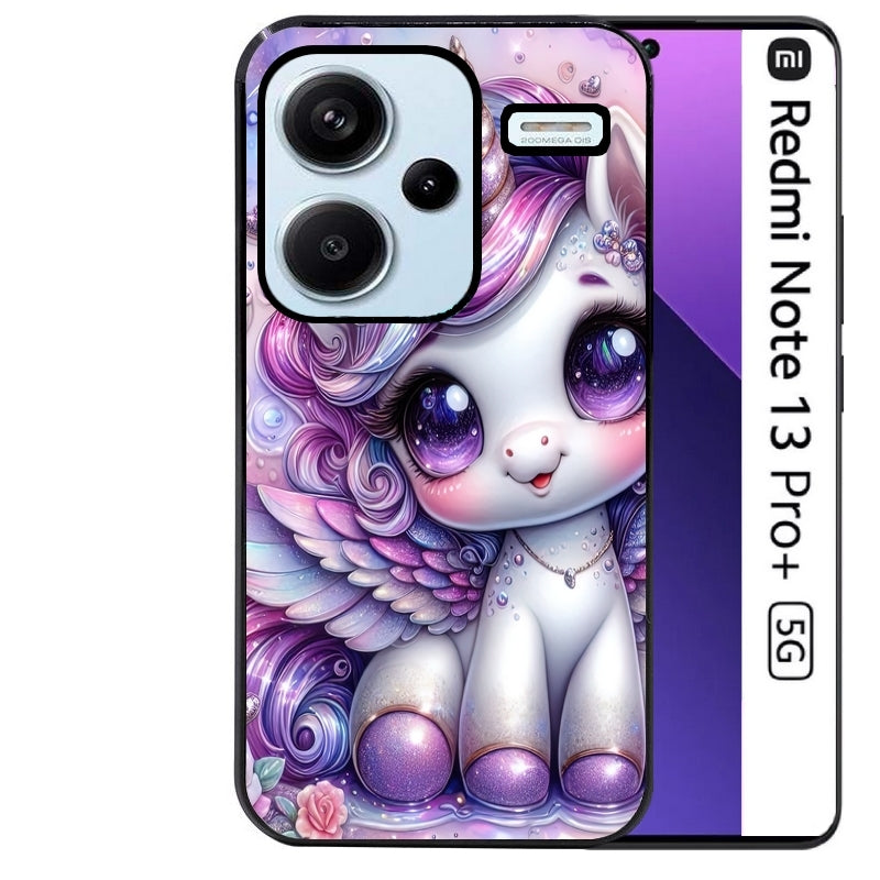 Coque noire taperso pour Redmi Note 13 PRO PLUS 5G avec motif licorne violette protection antichoc personnalisée