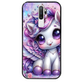 Coque noire taperso pour OPPO A5 A9 2020 avec motif licorne violette protection antichoc personnalisée