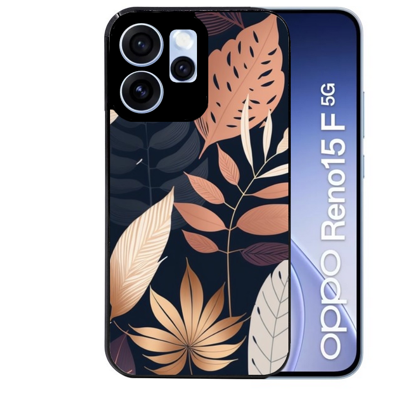 Coque noire taperso pour OPPO Reno 15 et F FS 5G avec motif jungle et feuilles protection antichoc personnalisée