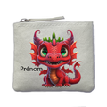 Porte monnaie personnalisé dragon kawaii ivoire en feutrine en feutrine ivoire