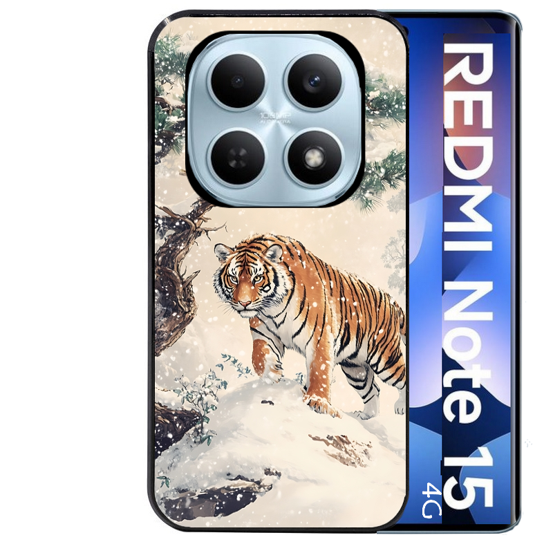 Coque noire taperso pour Redmi Note 15 et PRO PLUS 4G 5G avec motif tigre bonzai protection antichoc personnalisée