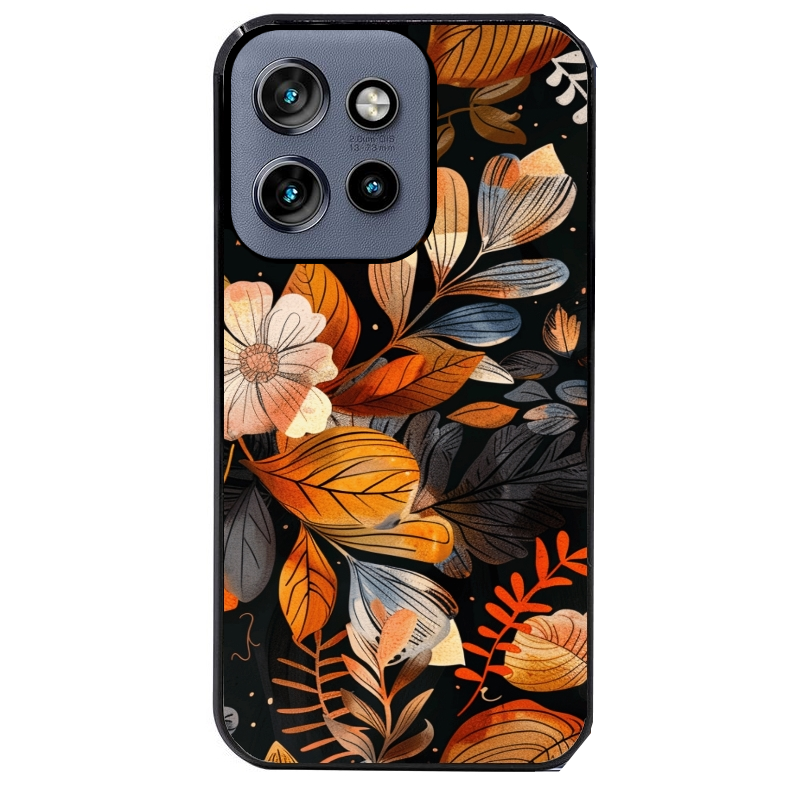 Coque noire taperso pour Moto Edge 60 et Neo Fusion Pro avec motif fleur automne protection antichoc personnalisée