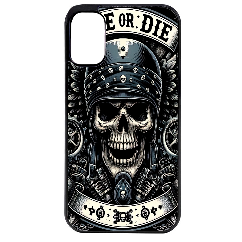 Coque noire taperso pour Moto E13 E14 E15 avec motif mort motard protection antichoc personnalisée