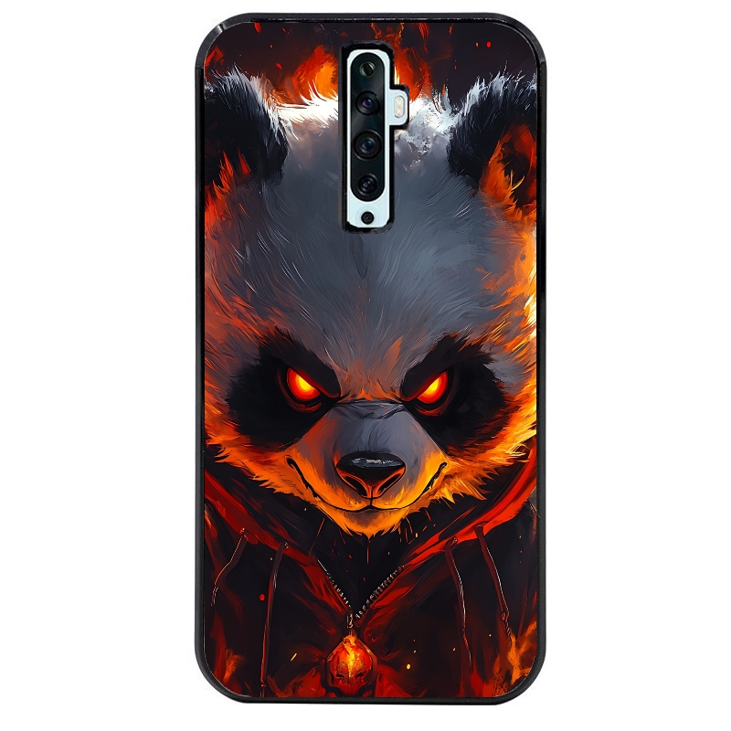 Coque noire taperso pour OPPO Reno 2 et 2Z avec motif panda very angry protection antichoc personnalisée