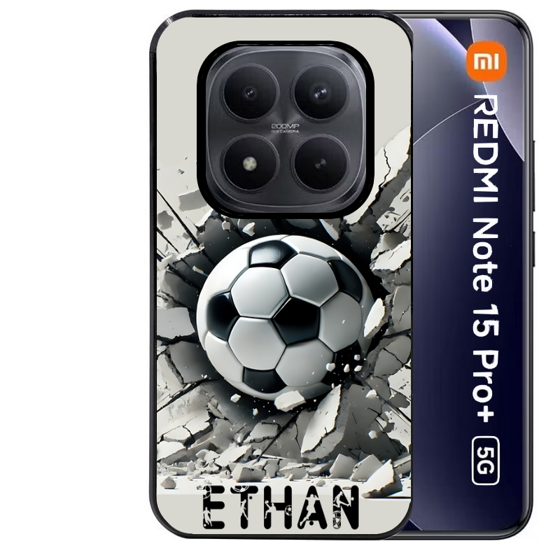 Coque noire taperso pour Redmi Note 15 et PRO PLUS 4G 5G avec motif foot beton personnalisee protection antichoc personnalisée