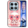 Coque noire taperso pour Redmi Note 15 et PRO PLUS 4G 5G avec motif lapin lunettes personnalisee protection antichoc personnalisée