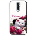 Coque noire taperso pour OPPO Reno 2 et 2Z avec motif chat fleurs personnalisee protection antichoc personnalisée