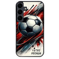 Coque noire taperso pour galaxy A06 A16 A26 A36 A56 avec motif ballon foot avec prenom protection antichoc personnalisée