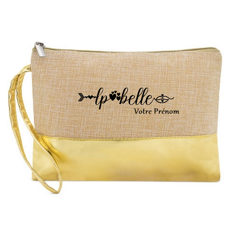 Pochette personnalisée LPBelle boho en jute et doré en jute et doré