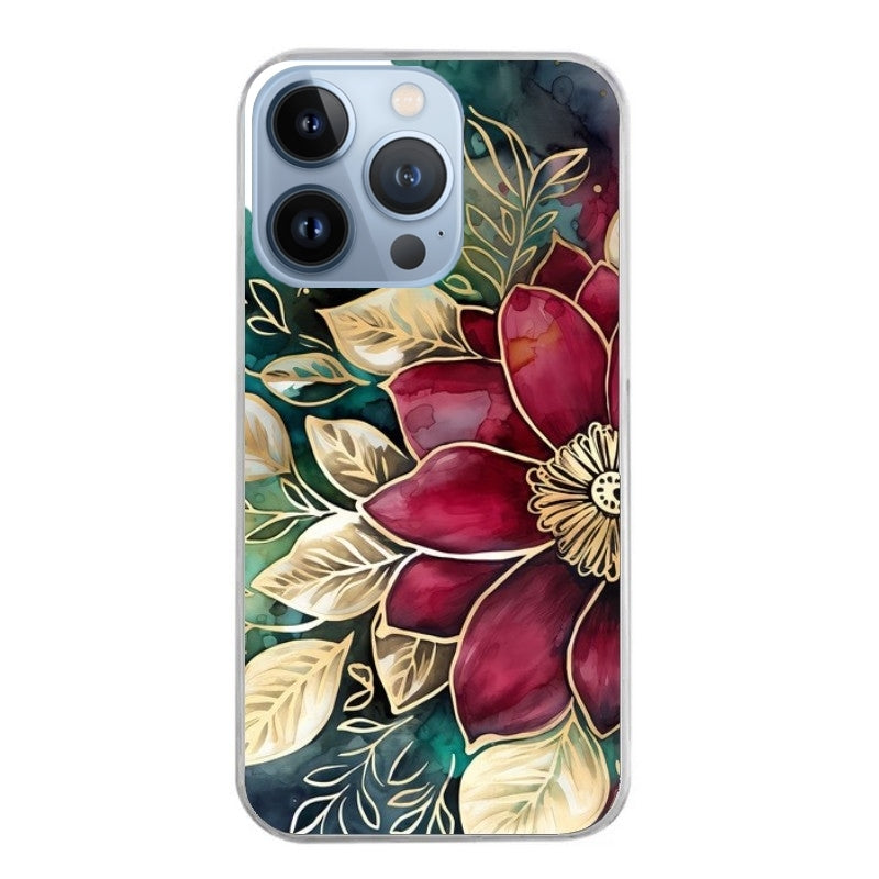 Coque taperso pour Iphone 11 et PRO PRO MAX avec motif fleur poinsettia style noel protection antichoc personnalisée