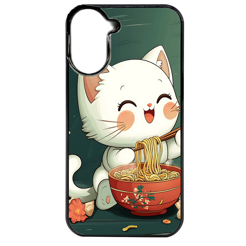 Coque noire taperso pour POCO C71 4G avec motif chat ramen nuage protection antichoc personnalisée