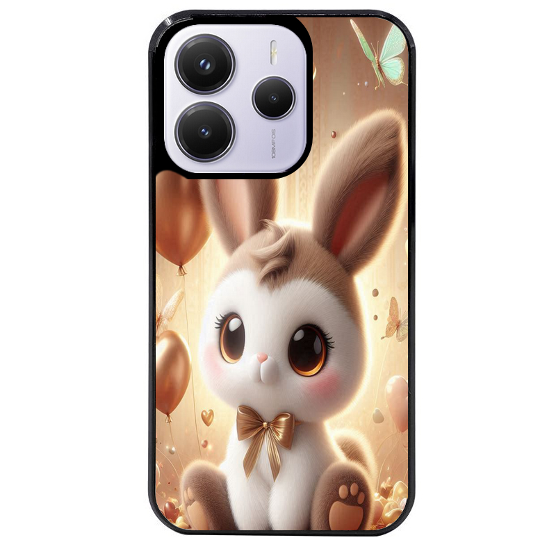 Coque noire taperso pour Redmi Note 14 et PRO PLUS 4G 5G avec motif lapin ballon protection antichoc personnalisée
