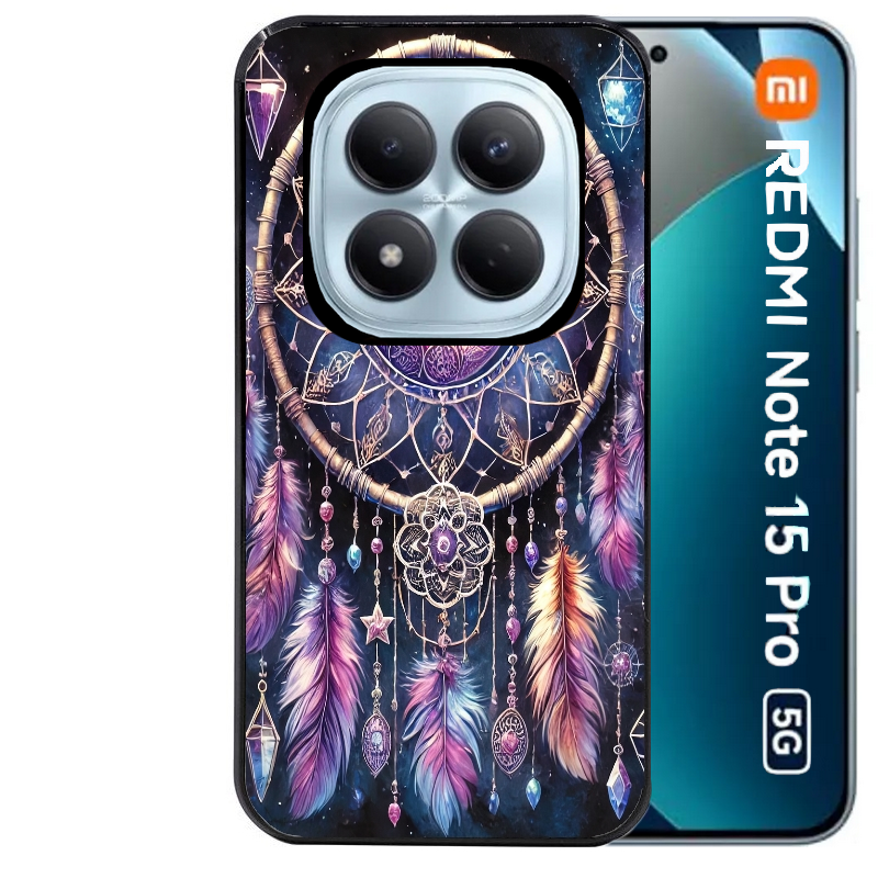 Coque noire taperso pour Redmi Note 15 et PRO PLUS 4G 5G avec motif dreamcatcher et lune protection antichoc personnalisée