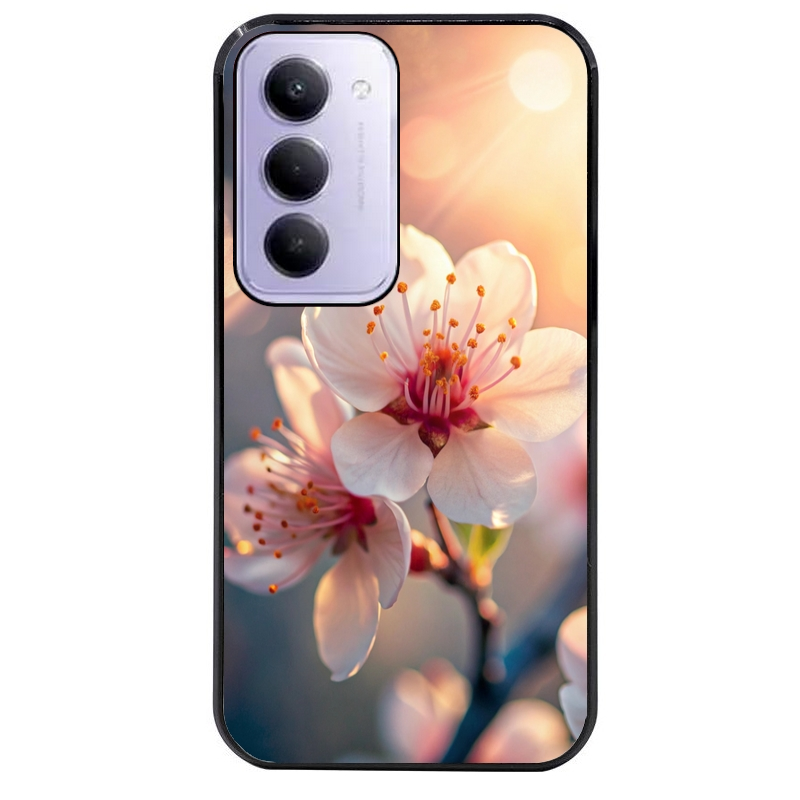 Coque noire taperso pour Redmi 15 4G et 5G avec motif fleur de cerisier protection antichoc personnalisée