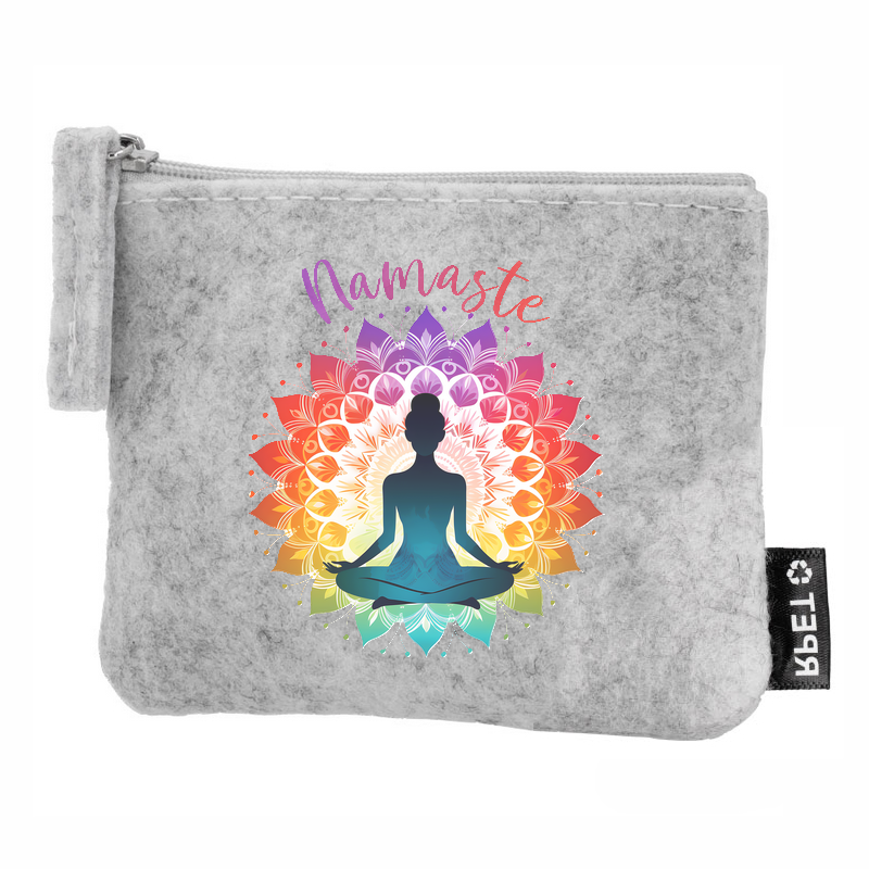 Porte monnaie namaste et bouddha en feutrine en feutrine