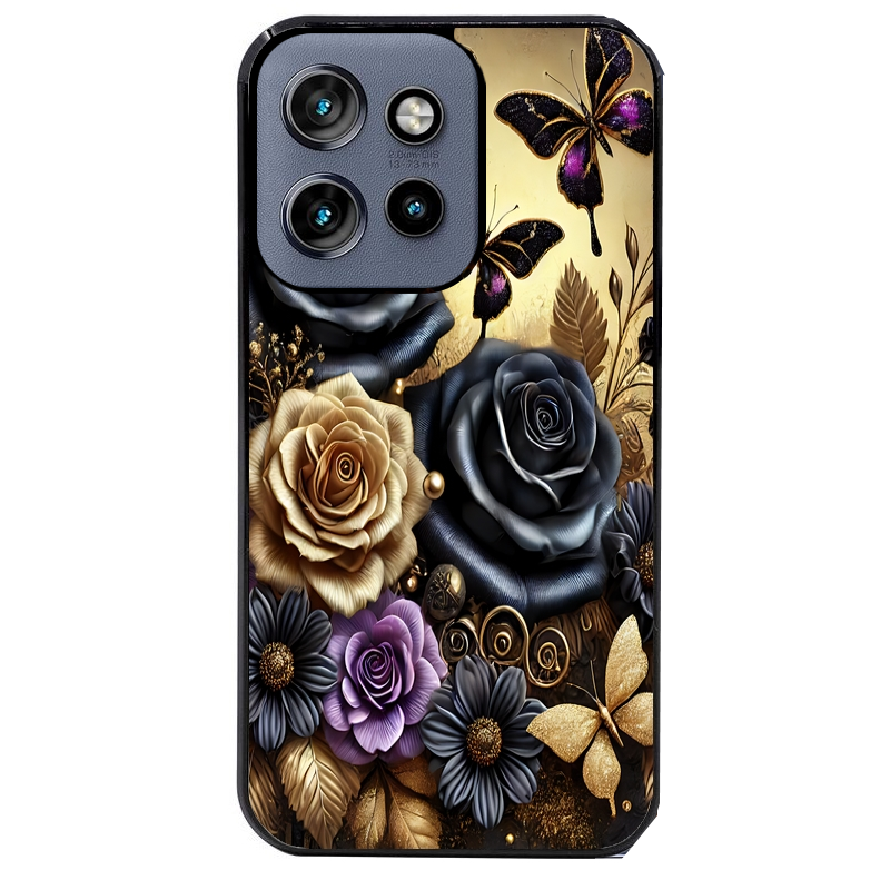Coque noire taperso pour Moto Edge 60 et Neo Fusion Pro avec motif papillon gothic protection antichoc personnalisée