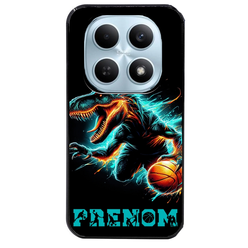 Coque noire taperso pour POCO M8 5G et PRO 5G avec motif basket et dino personnalisee protection antichoc personnalisée
