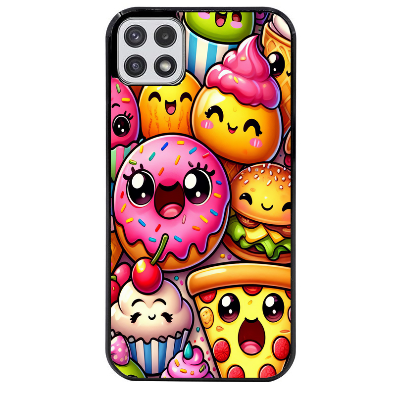 Coque noire taperso pour galaxy A22 A32 A52 A52S 4G 5G  avec motif anime donut kawaii protection antichoc personnalisée