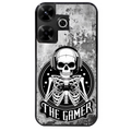 Coque noire taperso pour POCO M6 4G avec motif tete de mort gamer beton protection antichoc personnalisée