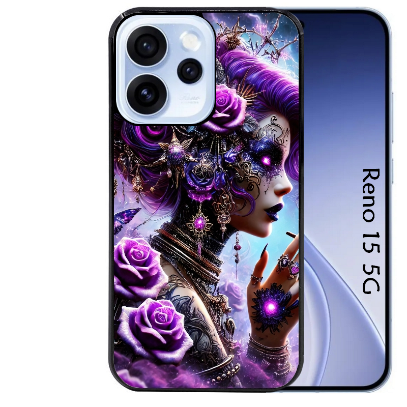 Coque noire taperso pour OPPO Reno 15 et F FS 5G avec motif fee style steampunk protection antichoc personnalisée