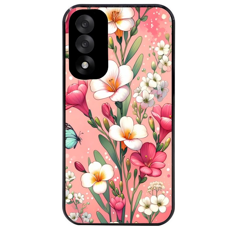 Coque noire taperso pour OnePlus Nord 5 avec motif fleur rose protection antichoc personnalisée