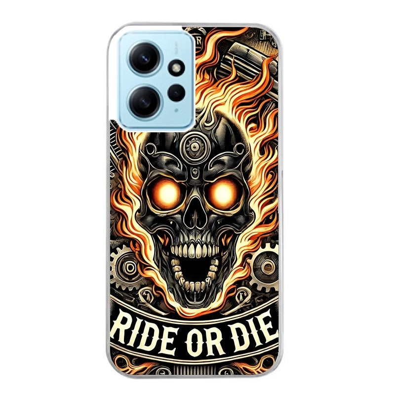 Coque taperso pour Redmi Note 12 4G 5G PRO 4G avec motif tete de mort flamme protection antichoc personnalisée