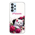 Coque taperso pour Galaxy A13 4G et 5G A23 A53 avec motif chat fleurs personnalisee protection antichoc personnalisée