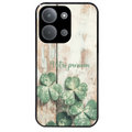 Coque noire taperso pour POCO C85 avec motif bois et trefle personnalisee protection antichoc personnalisée