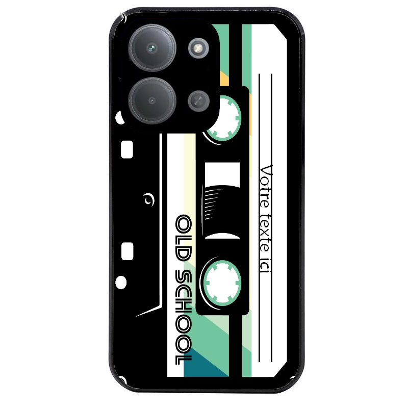 Coque noire taperso pour POCO C85 personnalisable avec motif cassette vintage protection antichoc personnalisée