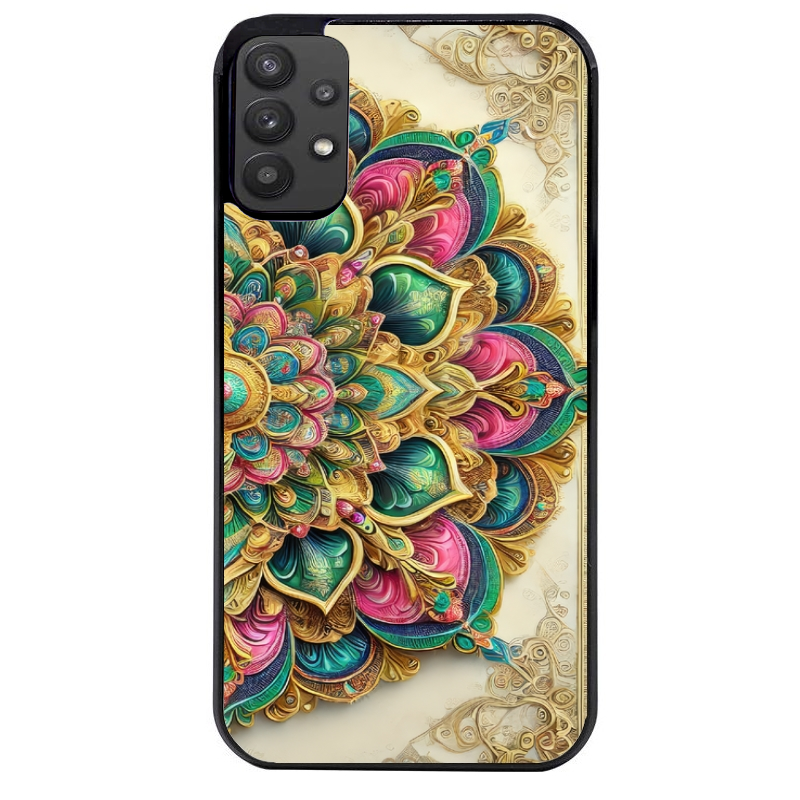Coque noire taperso pour galaxy A22 A32 A52 A52S 4G 5G  avec motif mandala 3 protection antichoc personnalisée
