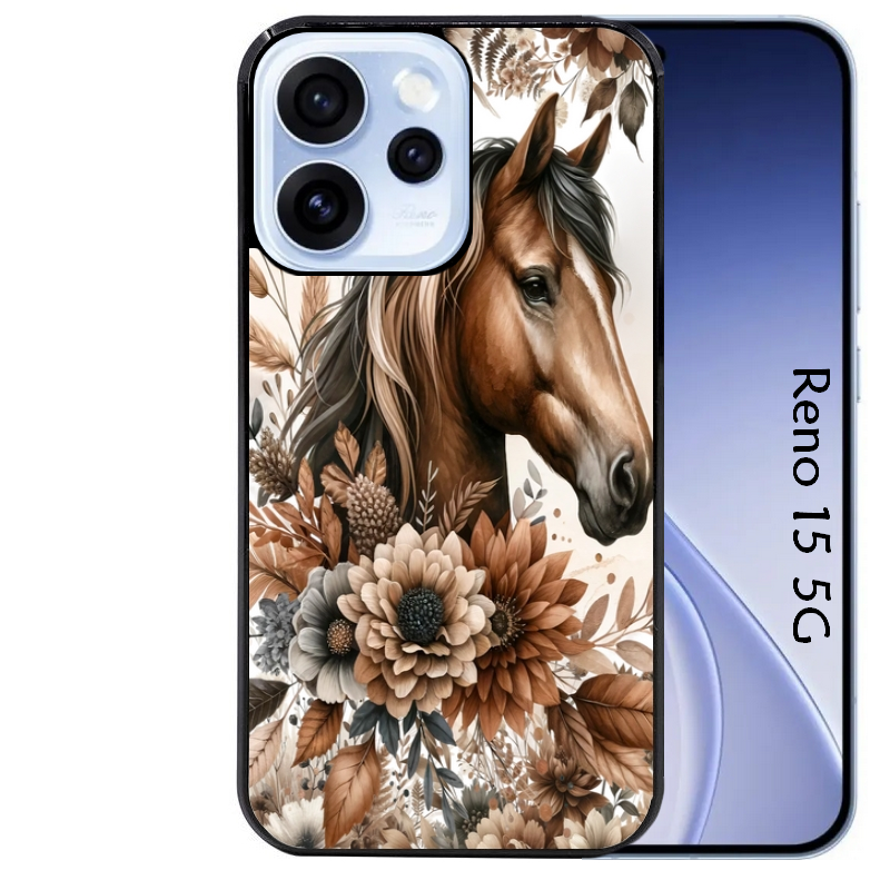 Coque noire taperso pour OPPO Reno 15 et F FS 5G avec motif cheval automne protection antichoc personnalisée