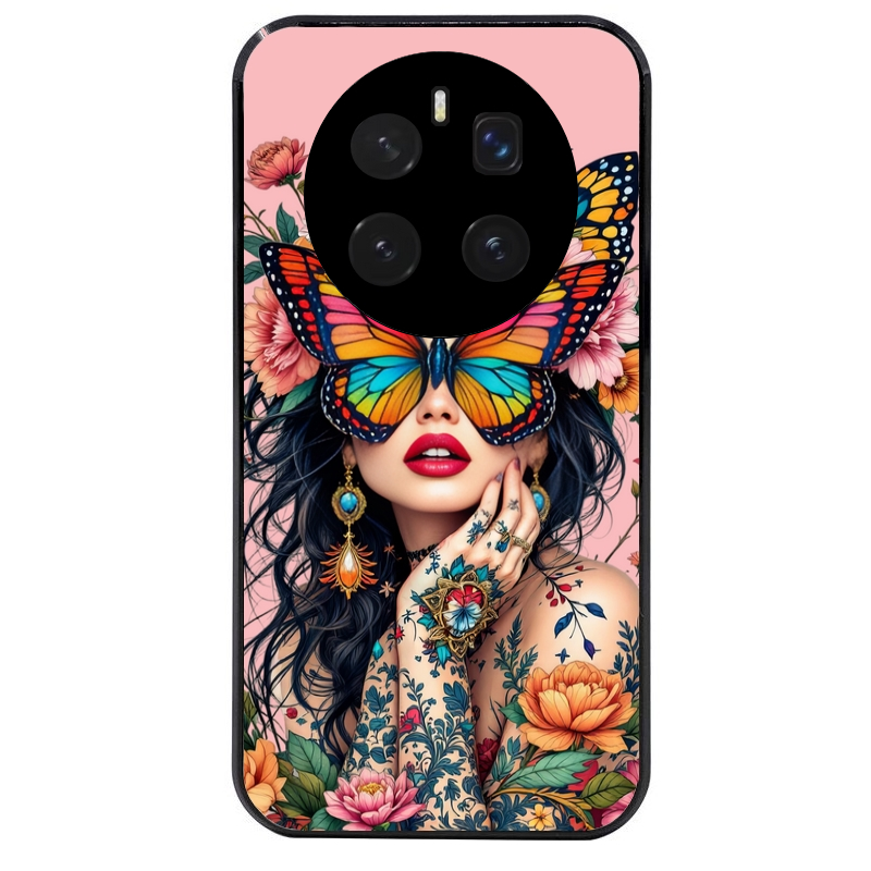 Coque noire taperso pour Magic 7 LITE et PRO avec motif femme papillon protection antichoc personnalisée