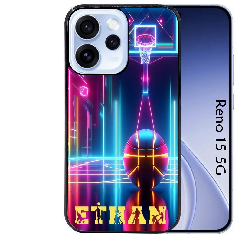 Coque noire taperso pour OPPO Reno 15 et F FS 5G avec motif basket electro personnalisee protection antichoc personnalisée
