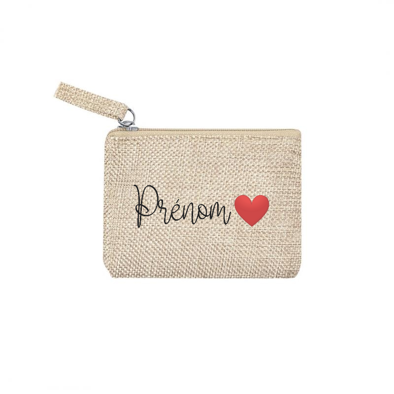 Pochette personnalisée votre prénom ou mot en toile et simili cuir personnalisée