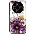 Coque noire taperso pour POCO C75 avec motif fleur violette personnalisee protection antichoc personnalisée