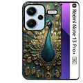 Coque noire taperso pour Redmi Note 13 PRO PLUS 5G avec motif paon bijoux protection antichoc personnalisée