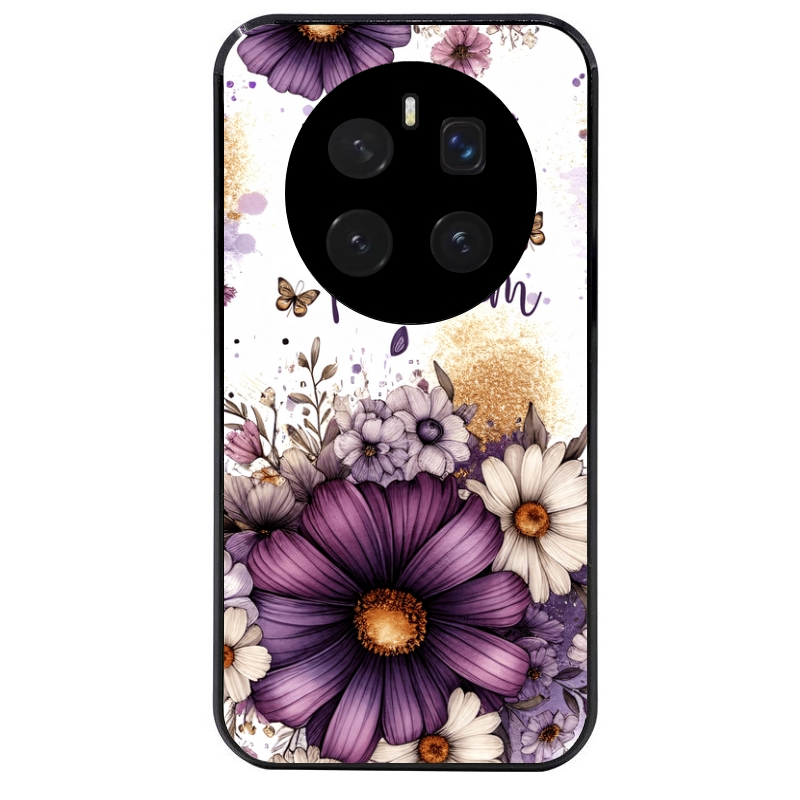 Coque noire taperso pour Magic 7 LITE et PRO avec motif fleur violette personnalisee protection antichoc personnalisée