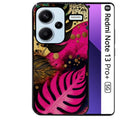 Coque noire taperso pour Redmi Note 13 PRO PLUS 5G avec motif tropical rose et des fleurs protection antichoc personnalisée
