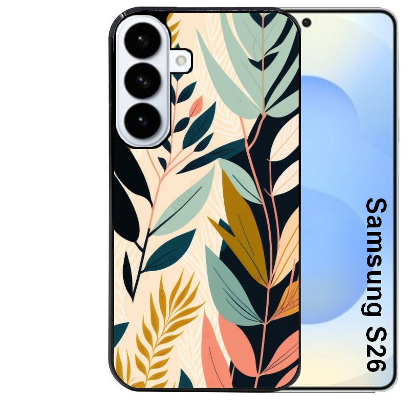 Coque noire taperso pour galaxy S26 et PLUS ULTRA FE avec motif vintage et fleur protection antichoc personnalisée