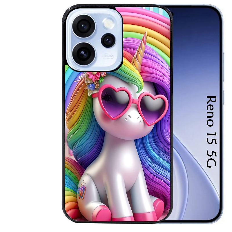 Coque noire taperso pour OPPO Reno 15 et F FS 5G avec motif licorne pop art protection antichoc personnalisée