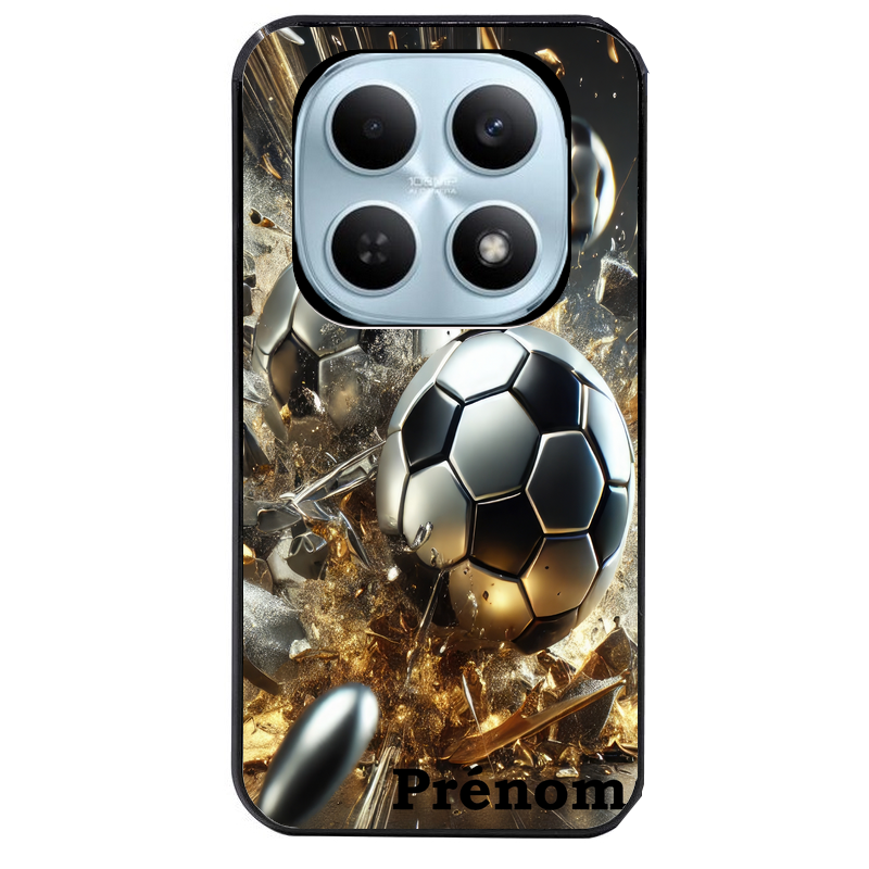 Coque noire taperso pour POCO M8 5G et PRO 5G avec motif foot metal personnalisee protection antichoc personnalisée