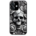 Coque noire taperso pour OPPO A40 avec motif tete de mort fleur protection antichoc personnalisée