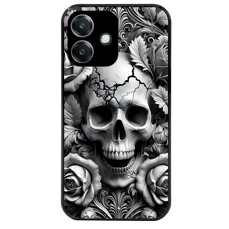 Coque noire taperso pour OPPO A40 avec motif tete de mort fleur protection antichoc personnalisée