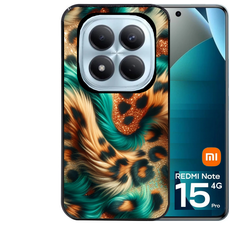 Coque noire taperso pour Redmi Note 15 et PRO PLUS 4G 5G avec motif effet fourrure leopard 3 protection antichoc personnalisée