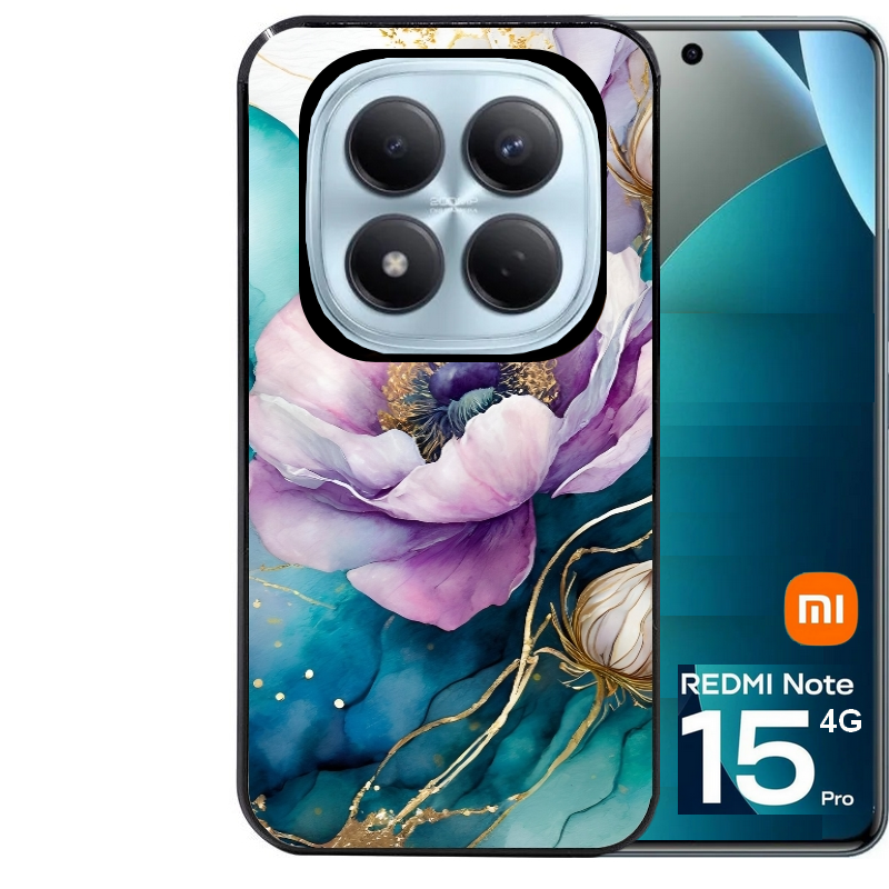 Coque noire taperso pour Redmi Note 15 et PRO PLUS 4G 5G avec motif marbre fleur protection antichoc personnalisée