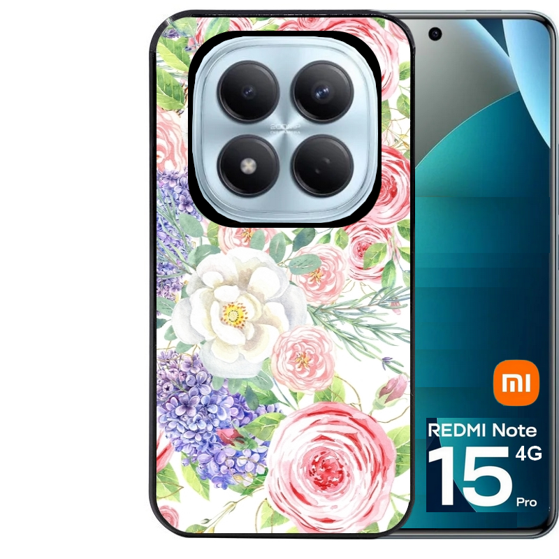 Coque noire taperso pour Redmi Note 15 et PRO PLUS 4G 5G avec motif fleur couleur pastel protection antichoc personnalisée