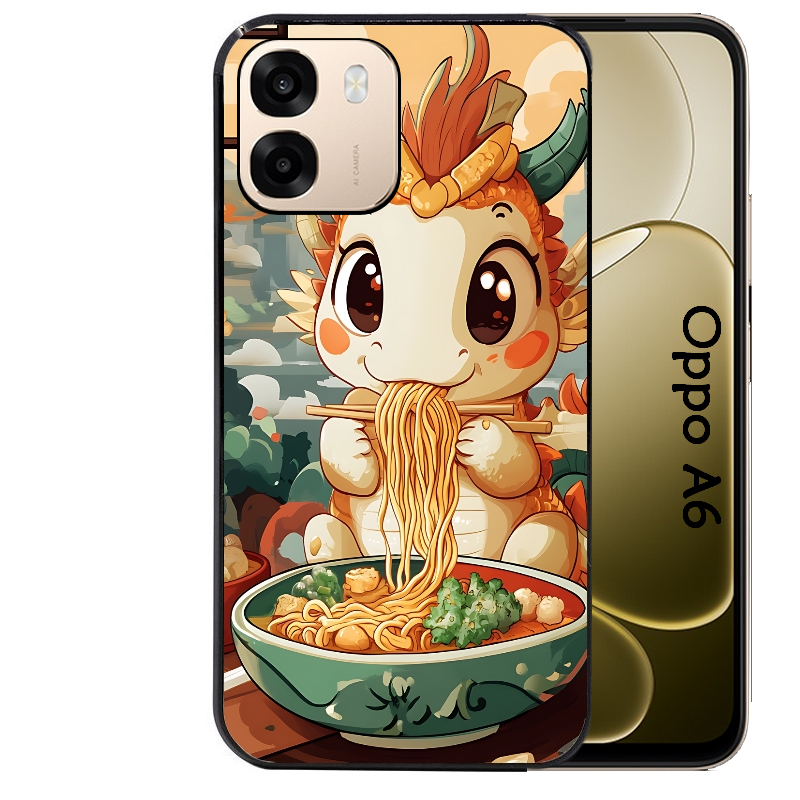 Coque noire taperso pour OPPO A6 A6X 4G et 5G avec motif dragon ramen 3 protection antichoc personnalisée